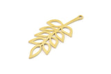 Brass Leaf Charm, 10 Raw Brass Leaf Charms With 1 Loop, Charm Earrings (34x15x0.60mm) SMP1188