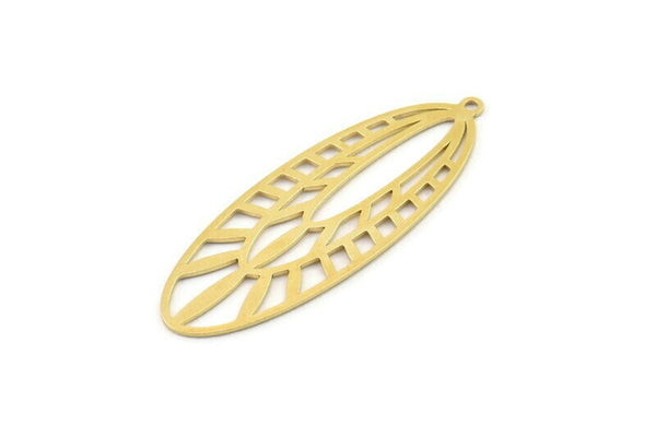 Brass Oval Charm, 4 Raw Brass Oval Charms With 1 Loop, Earring Charms (44x16x0.60mm) SMP1190