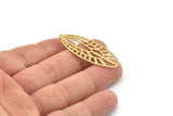 Brass Oval Charm, 4 Raw Brass Oval Charms With 1 Loop, Earring Charms (44x16x0.60mm) SMP1190
