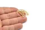 Brass Leaf Charm, 4 Raw Brass Leaf Charms With 1 Loop, Charm Earrings (30x23x0.60mm) SMP1193