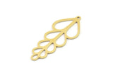 Brass Leaf Charm, 6 Raw Brass Leaf Charms With 1 Loop, Charm Earrings (35x15x0.60mm) SMP1194