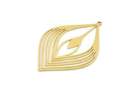 Brass Marquise Charm, 2 Raw Brass Heart Charms With 1 Loop, Earrings, Pendants (44x32x0.60mm) SMP1195