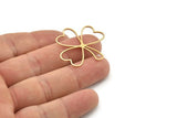 Brass Leaf Charm, 4 Raw Brass Leaf Charms, Charm Earrings (33x31x0.80mm) SMP1197
