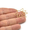 Brass Leaf Charm, 4 Raw Brass Leaf Charms With 1 Loop, Charm Earrings (33x30x0.80mm) SMP1198