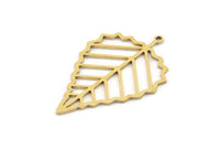 Brass Leaf Charm, 4 Raw Brass Leaf Charms With 1 Loop, Charm Earrings (36x24x0.80mm) SMP1199