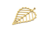 Brass Leaf Charm, 4 Raw Brass Leaf Charms With 1 Loop, Charm Earrings (36x24x0.80mm) SMP1199