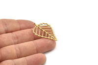 Brass Leaf Charm, 4 Raw Brass Leaf Charms With 1 Loop, Charm Earrings (36x24x0.80mm) SMP1199