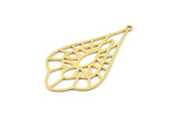 Brass Drop Charm, 4 Raw Brass Drop Charms, Charm Earrings, Charm Pendants With 1 Loop (42x24x0.60mm) SMP1200