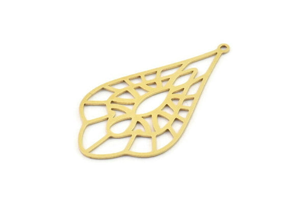 Brass Drop Charm, 4 Raw Brass Drop Charms, Charm Earrings, Charm Pendants With 1 Loop (42x24x0.60mm) SMP1200