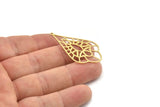 Brass Drop Charm, 4 Raw Brass Drop Charms, Charm Earrings, Charm Pendants With 1 Loop (42x24x0.60mm) SMP1200