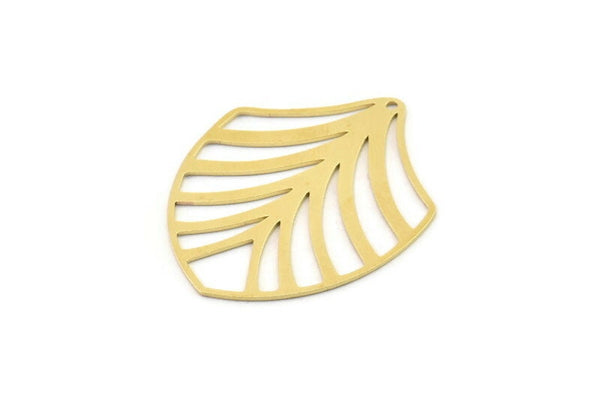 Brass Leaf Charm, 2 Raw Brass Leaf Charms With 1 Hole, Charm Earrings (36x29x0.60mm) SMP1201