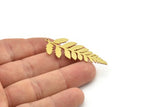 Brass Leaf Charm, 6 Raw Brass Leaf Charms With 1 Loop, Charm Earrings (46x20x0.80mm) SMP1203 A5792