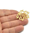 Brass Leaf Charm, 2 Raw Brass Leaf Charms With 1 Loop, Charm Earrings (38x31x0.60mm) SMP1204