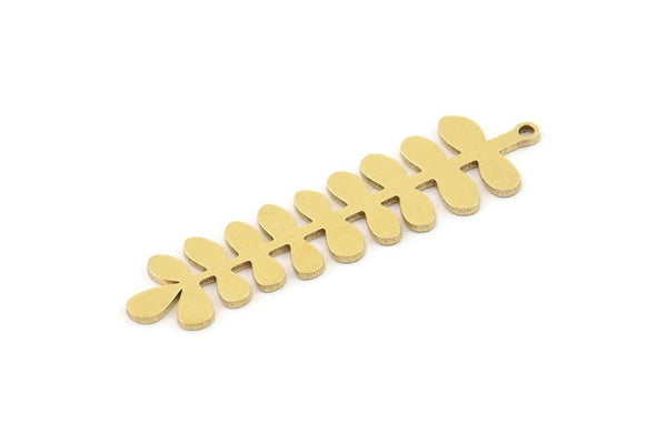 Brass Leaf Charm, 6 Raw Brass Leaf Charms With 1 Loop, Charm Earrings (45x12x0.80mm) SMP1205