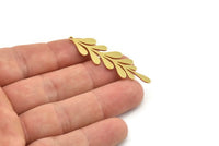 Brass Leaf Charm, 6 Raw Brass Leaf Charms With 1 Loop, Charm Earrings (46x13x0.80mm) SMP1210