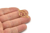 Brass Leaf Charm, 6 Raw Brass Leaf Charms With 1 Loop, Charm Earrings (31x18x0.80mm) SMP1211