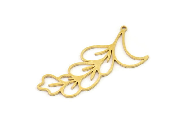 Brass Leaf Charm, 4 Raw Brass Leaf Charms With 1 Loop, Charm Earrings (43x19x0.80mm) SMP1212