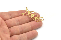 Brass Leaf Charm, 4 Raw Brass Leaf Charms With 1 Loop, Charm Earrings (43x19x0.80mm) SMP1212