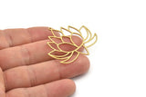 Brass Leaf Charm, 2 Raw Brass Leaf Charms With 1 Loop, Charm Earrings (41x39x0.80mm) SMP1213
