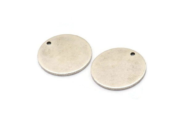 Silver Cabochon Tag, 6 Antique Silver Plated Brass Cabochon Tags With 1 Hole, Stamping Tags (18x1.2mm) D1379