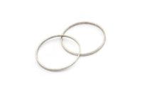 Silver Circle Connectors - 25 Antique Silver Plated Brass Circle Connectors (30x0.8x2mm) D0314