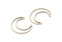 Silver Moon Charm, 8 Antique Silver Plated Brass Crescent Moon Charms, Connectors (27x7x1mm) A4257