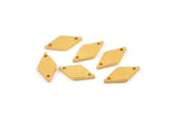 Gold Diamond Charm, 10 Gold Plated Brass Diamond Charms With 2 Holes, Brass Connectors (13x6x1mm) A3808