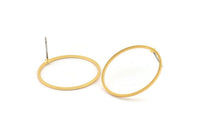 25mm Circle Earring - 6 Gold Plated Brass Circle Stud Earrings (25x1x0.80mm) A6219 A4029