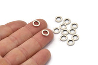 Silver Circle Connectors - 24 Antique Silver Plated Brass Circle Connectors (8x1.5mm) D0546