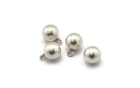 4 Antique Silver Plated Brass Ball Charms (10mm) Bs-1078--N0585
