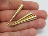 Long Spike Pendant, 100 Raw Brass Extra Long Spike Tribal Pendants (40x7mm) S740