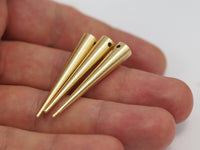 Long Spike Pendant, 5 Raw Brass Extra Long Spike Tribal Pendants (40x7mm) S740 A0758