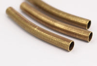 Brass Choker Findings, 2 Raw Brass Curved Long Tube Findings (80x9mm)  D154