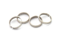 Silver Smooth Ring, 6 Antique Silver Plated Brass Adjustable Smooth Rings, Ring Settings (21x4mm) A2569