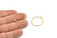 Brass Round Charm, 12 Raw Brass Circle Charms With 1 Loop, Charm Earrings (25x1mm) A2852