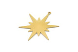 Brass Star Charm, 8 Raw Brass Star Charms With 1 Loop, Charm Pendants (34x29x0.60mm) SMP1226