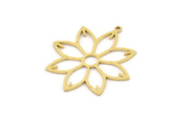 Brass Flower Charm, 4 Raw Brass Flower Charms With 1 Loop, Charm Pendants (31x29x0.80mm) SMP1229