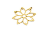 Brass Flower Charm, 4 Raw Brass Flower Charms With 1 Loop, Charm Pendants (31x29x0.80mm) SMP1229