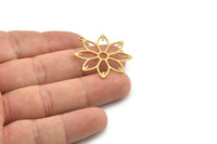Brass Flower Charm, 4 Raw Brass Flower Charms With 1 Loop, Charm Pendants (31x29x0.80mm) SMP1229