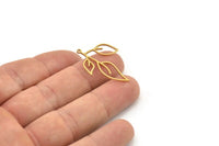 Brass Leaf Charm, 8 Raw Brass Leaf Charms With 1 Loop, Charm Earrings (31x23x0.80mm) SMP1230