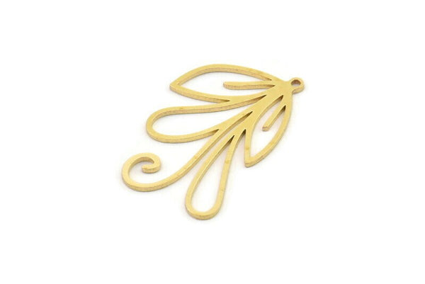Brass Leaf Charm, 6 Raw Brass Leaf Charms With 1 Loop, Charm Earrings (30x20x0.80mm) SMP1232