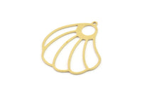 Brass Shell Charm, 4 Raw Brass Sea Shell Charms With 1 Loop, Earring Findings (31x28x0.60mm) SMP1233