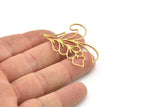 Brass Leaf Charm, 2 Raw Brass Leaf Charms With 1 Loop, Charm Earrings (45x33x0.80mm) SMP1236