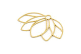 Brass Flower Charm, 2 Raw Brass Lotus Flower Charms, Flower Earrings (46x30x0.80mm) SMP1237
