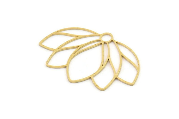 Brass Flower Charm, 2 Raw Brass Lotus Flower Charms, Flower Earrings (46x30x0.80mm) SMP1237