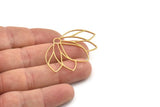 Brass Flower Charm, 2 Raw Brass Lotus Flower Charms, Flower Earrings (46x30x0.80mm) SMP1237