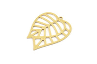 Brass Leaf Charm, 4 Raw Brass Leaf Charms With 1 Loop, Charm Earrings (31x25x0.60mm) SMP1238
