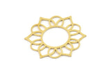 Brass Flower Charm, 2 Raw Brass Flower Charms, Charm Earrings (35x31x0.60mm) SMP1240