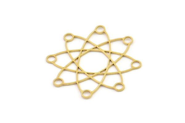 Brass Molecule Charm, 2 Raw Brass Atom Molecule Shaped Charms, Earring Charms (40x0.80mm) SMP1241