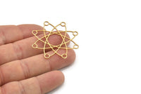 Brass Molecule Charm, 2 Raw Brass Atom Molecule Shaped Charms, Earring Charms (40x0.80mm) SMP1241